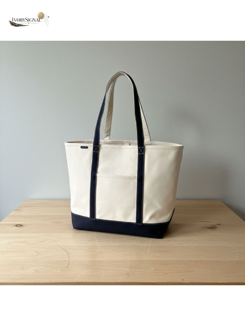Lands' End Extra Large Cotton Canvas Open Tote Bag Shoulder Carryall